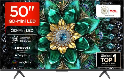 TCL 50Q6C 50 Zoll 4K QLED Mini-LED Smart TV 144Hz Google TV Dolby Vision Atmos Onkyo