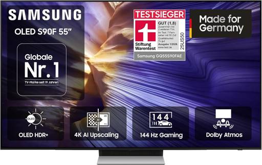 Samsung OLED S90F 55" 4K Smart TV – NQ4 AI Gen3, OLED HDR+, Dolby Atmos, 120Hz Gaming
