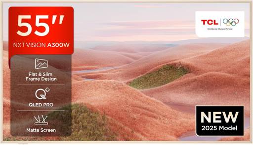 TCL NXTVISION A300W 55 Zoll (139 cm) 4K QLED Art TV Fernseher – Mattes Display, Google TV, 144Hz, Dolby Vision