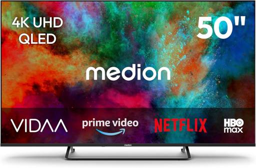 Medion MD 850602 50" QLED 4K Smart TV mit Dolby Vision & Atmos, VIDAA, Bluetooth, PVR